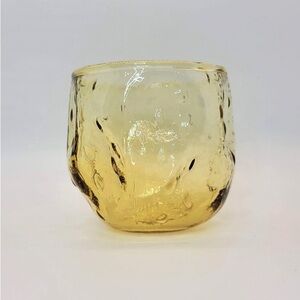 Set Of 4 - Blenko Style, MCM Amber Glass Roly Poly Low Ball Rocks Glasses, EUC